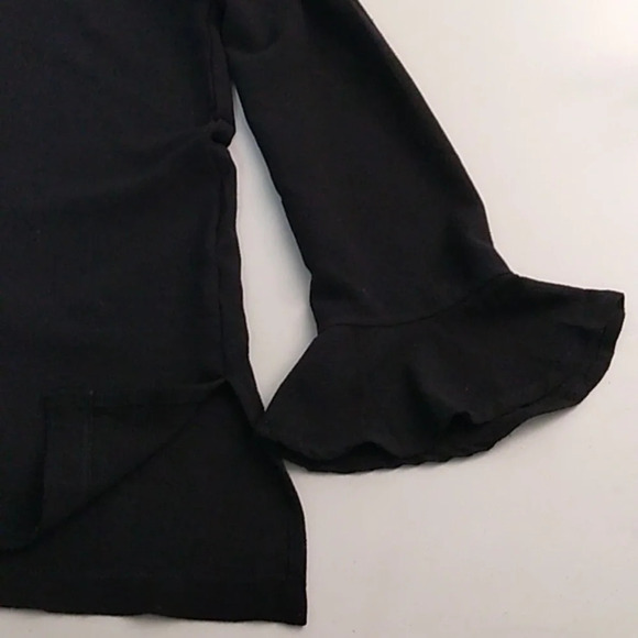 SHE + SKY COTTON CREPE, TUNIC BLOUSE, CUT OUTS, RUFFLE LONG SLEEVE, SIDE VENTS - Picture 5 of 6